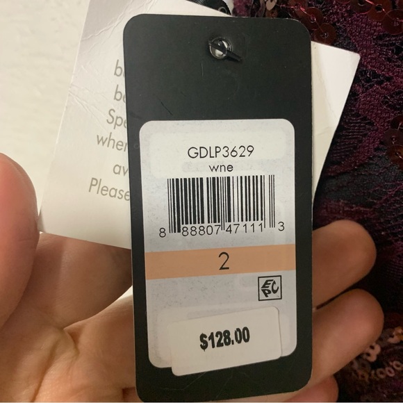 Sequined Lace and Mesh Bodycon Dress in Maroon - Picture 10 of 10